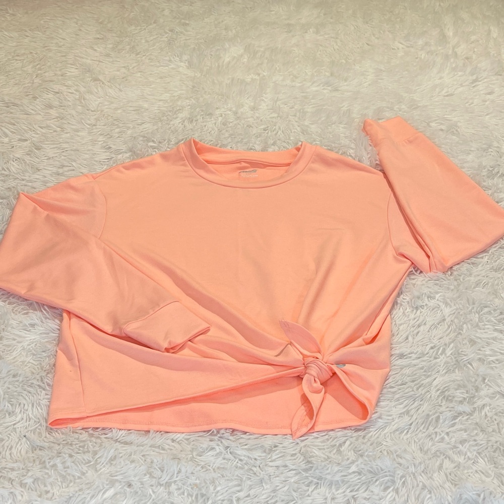 Avia Coral Tie-Front Long Sleeve Tee PULLOVER WOMENS SIZE S